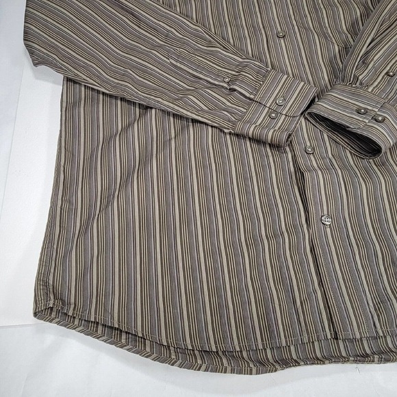 Eddie Bauer Classic Fit Button Up Shirt Mens L Gray Striped Long Sleeve Cotton - Picture 4 of 10